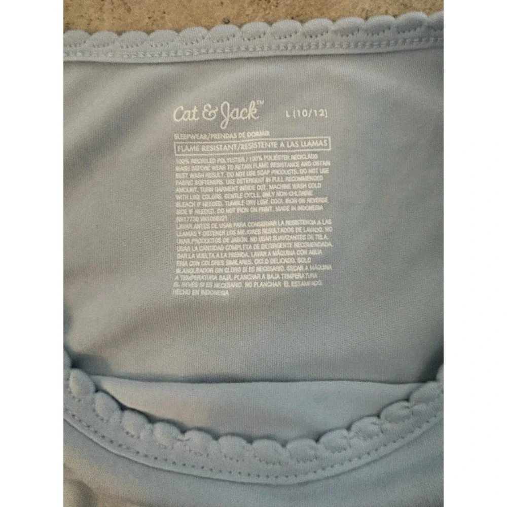 Cat & Jack Girls Pajama Top L 10/12 Blue Teddy Bear Long Sleeve NWT